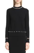 Women's Givenchy Imitation Pearl Inset Wool Blend Sweater - Black