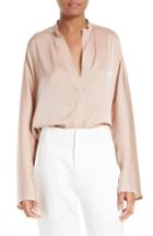 Women's Vince Stretch Silk Split Neck Blouse