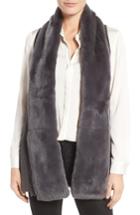 Women's Linda Richards Genuine Rabbit Fur & Knit Vest - Grey