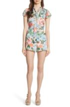 Women's Alice + Olivia Macall Floral Ruffle Sleeve Romper - Blue