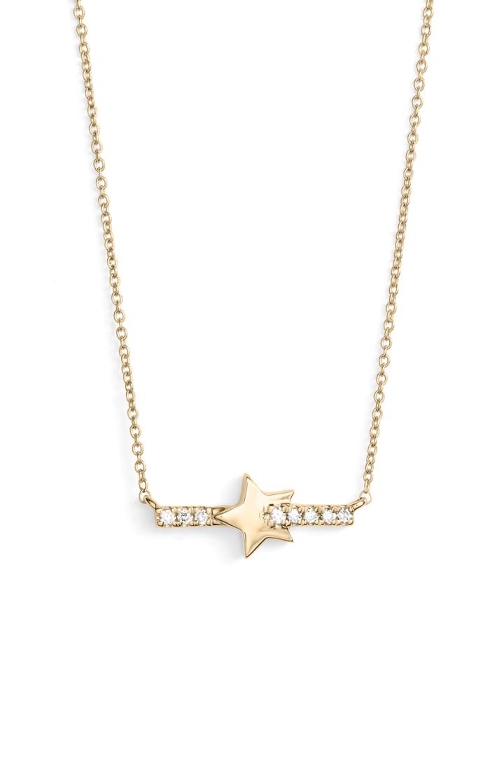 Women's Dana Rebecca Livi Gold Star Bar Diamond Necklace