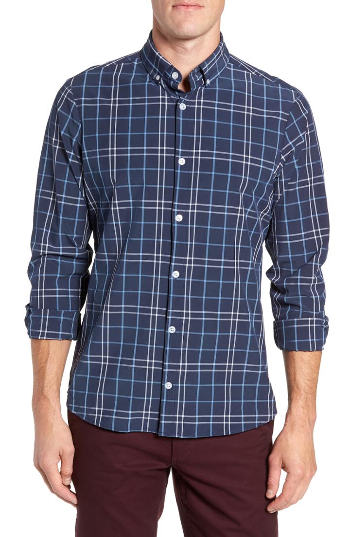 Men's Mizzen+main Travis Plaid Sport Shirt, Size - Blue
