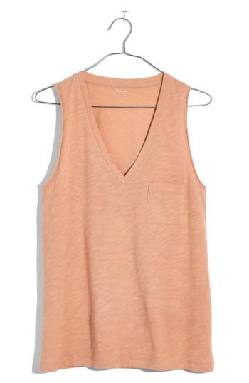 Women's Madewell Whisper Cotton V-neck Tank - Brown
