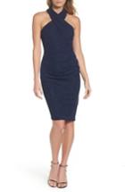 Women's Eliza J Glitter Halter Neck Sheath Dress - Blue