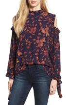 Women's Bp. Tie Sleeve Cold Shoulder Top - Blue