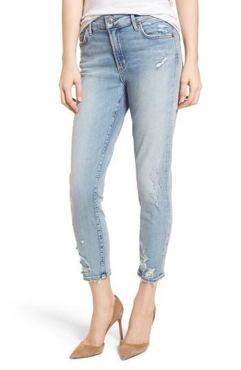 Women's Agolde Sophie Distressed High Waist Crop Skinny Jeans - Blue