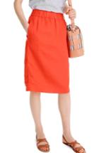 Women's J.crew Point Sur Pull-on Solid Linen Skirt - Orange