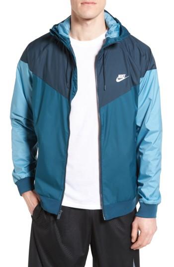 Men's Nike 'windrunner' Colorblock Jacket, Size - Blue/green