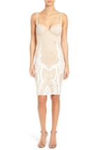 Women's Katie May 'cara' Backless Ribbon Lace Embroidered Tulle Sheath Dress - Ivory