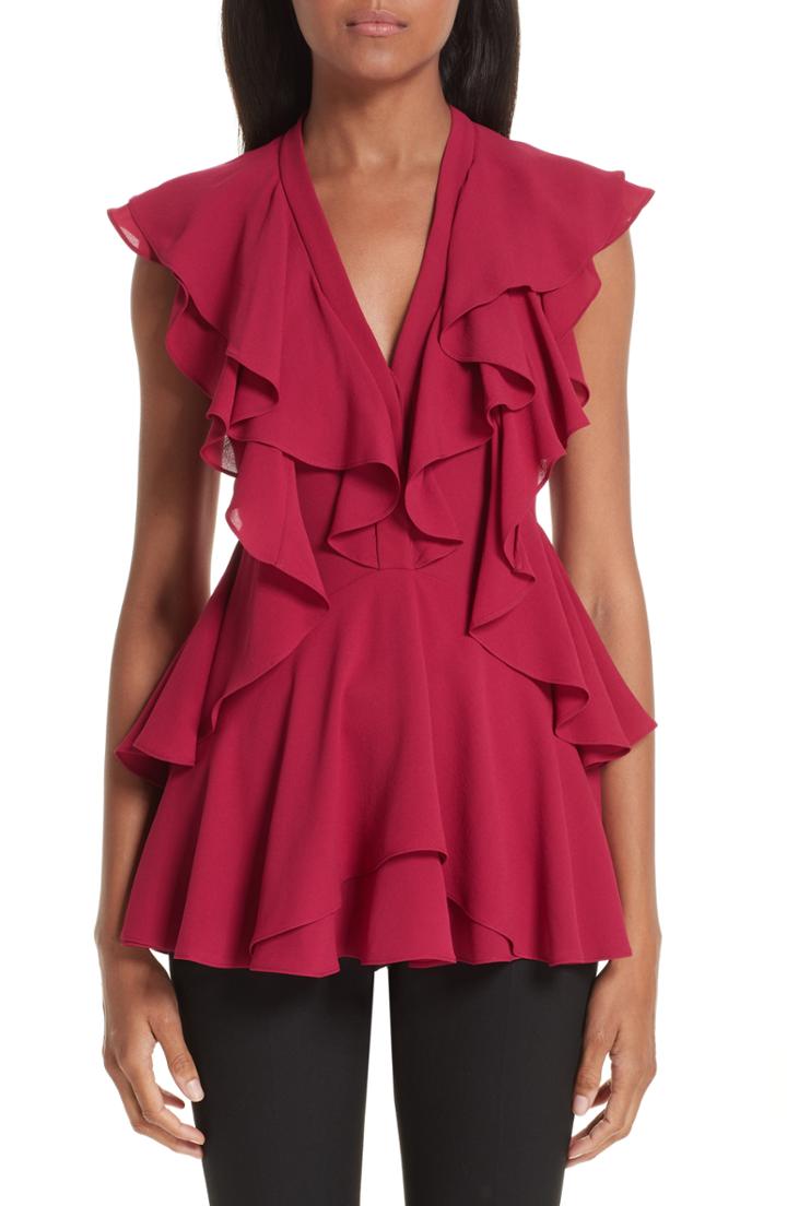 Women's Alexander Mcqueen Ruffle Peplum Top Us / 38 It - Pink