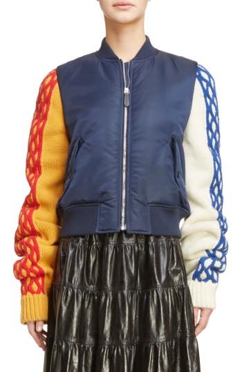 Women's J.w.anderson Cable Sleeve Bomber Jacket Us / 10 Uk - Blue