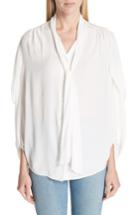Women's Balenciaga Twist Sleeve Silk Blouse Us / 34 Fr - White