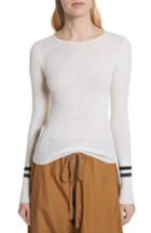 Women's Vince Stripe Cuff Wool Sweater - White