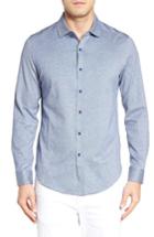 Men's Bugatchi Shaped Fit Knit Sport Shirt - Blue