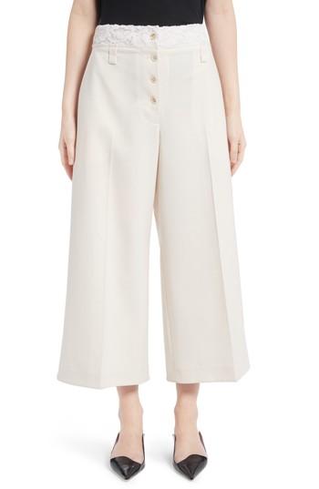 Women's Proenza Schouler Lace Trim Stretch Wool Culottes - White