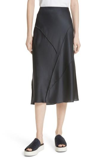 Women's Vince Raw Edge Bias Silk Skirt - Grey
