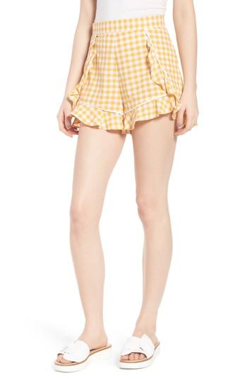 Women's The Fifth Label Idyllic Gingham Ruffle Shorts, Size - Yellow