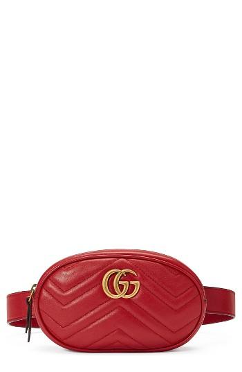 Gucci Gg Marmont Matelasse Leather Belt Bag - Red
