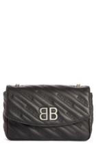 Women's Balenciaga Bb Matelasse Quilted Wallet On A Chain - Black