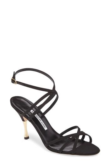 Women's Manolo Blahnik Naro Ankle Strap Sandal Us / 36eu - Black