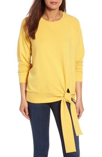Petite Women's Caslon Tie Knot Sweatshirt P - Yellow