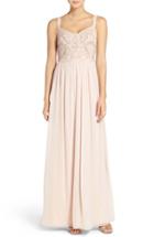 Women's Adrianna Papell Embellished Bodice Sleeveless Chiffon Gown - Pink