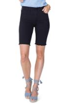 Women's Nydj Briella Frayed Hem Bermuda Shorts - Black