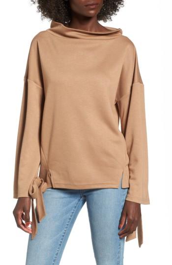 Women's J.o.a. Tie Sleeve Sweater - Brown