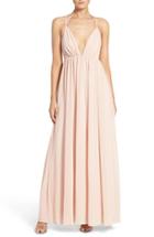 Women's Lulus Strappy Plunging V-neck Empire Gown - Pink