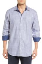Men's Bugatchi Shaped Fit Basketweave Check Sport Shirt