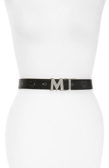 Women's Mcm Reversible Belt, Size - Black