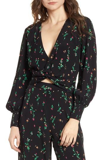 Women's Afrm Lenny Twist Front Crop Top - Black