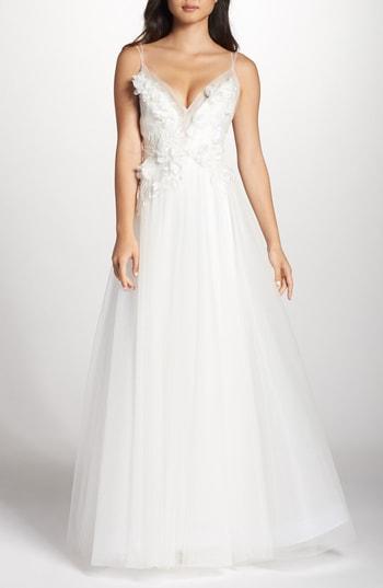 Women's Tadashi Shoji Embellished Tulle Ballgown - Ivory