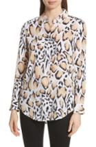 Women's Equipment Essential Animal Print Silk Shirt - White