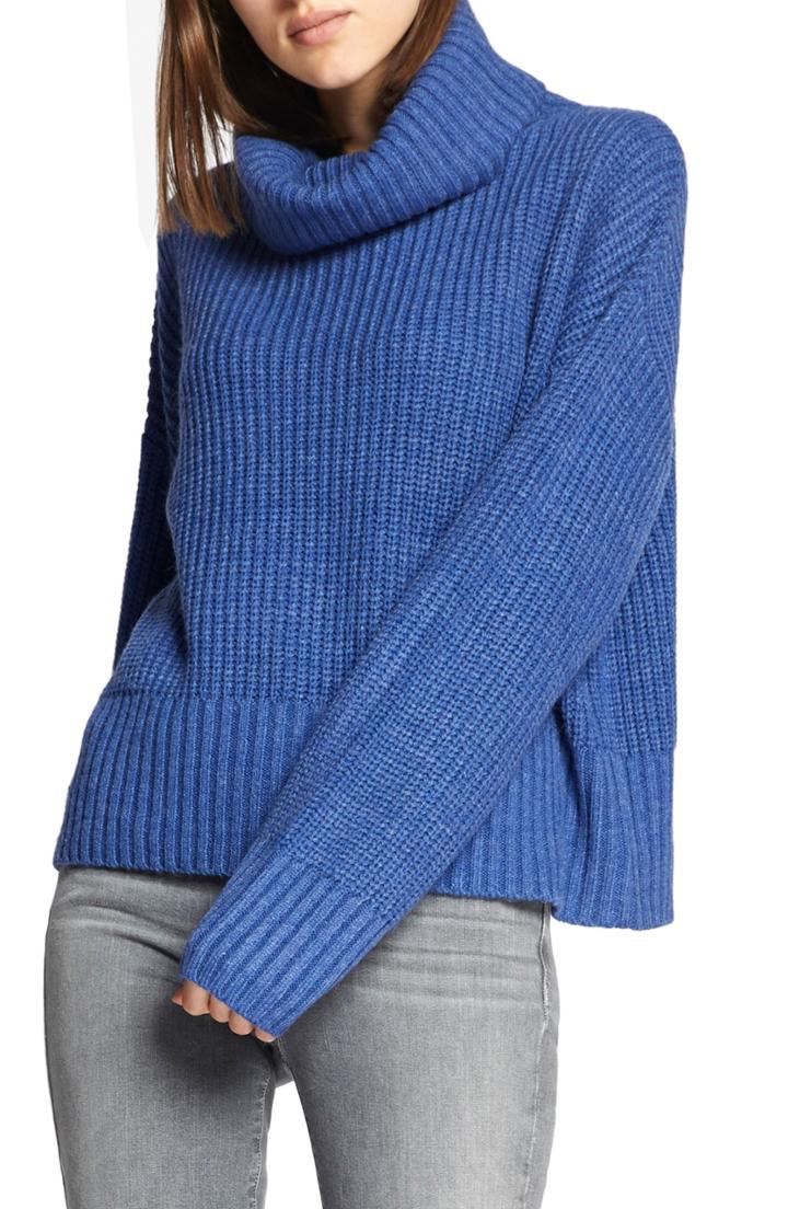 Women's Sanctuary Cowl Neck Shaker Sweater - Blue