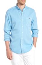 Men's Vineyard Vines Tucker Slim Fit Solid Cotton & Silk Sport Shirt, Size - Blue