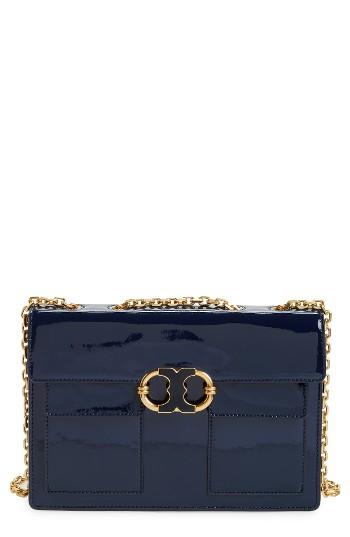 Tory Burch Gemini Link Leather Shoulder Bag - Blue