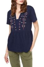 Women's Sanctuary Carlisle Embroidered Babydoll Top - Blue