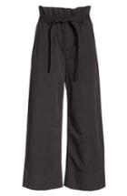 Women's Frame Paperbag Waist Wide Leg Crop Pants - Black