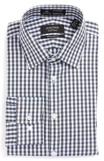 Men's Nordstrom Men's Shop Smartcare(tm) Extra Trim Fit Check Dress Shirt .5 32/33 - Blue