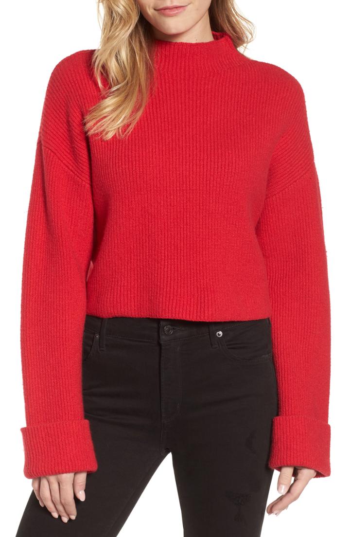 Women's Kenneth Cole New York Wide Cuff Mock Neck Sweater