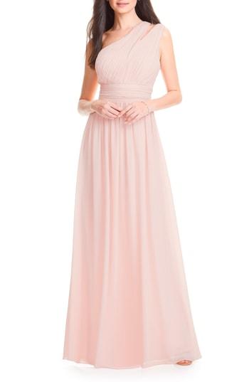 Women's #levkoff Chiffon One-shoulder Gown - Pink