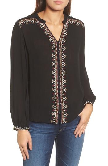 Women's Velvet By Graham & Spencer Embroidered Top - Black