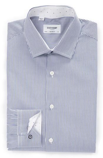 Men's Duchamp Trim Fit Stripe Dress Shirt .5 - 34/35 - Blue