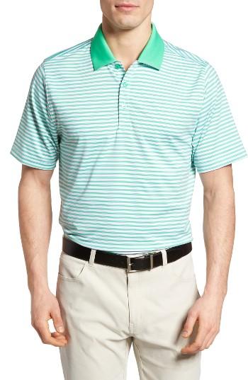 Men's Cutter & Buck Seapines Stripe Moisture Wicking Polo - Green