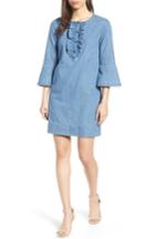 Women's Draper James Chambray Ruffle Shift Dress - Blue
