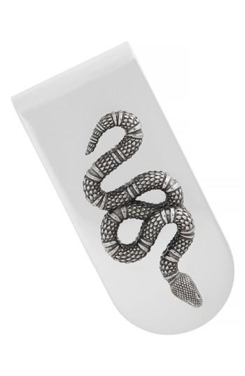 Men's Gucci Snake Insignia Money Clip - Metallic