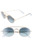 Women's Ray-ban Elite 52mm Gradient Oval Sunglasses - Gold/ Blue Gradient