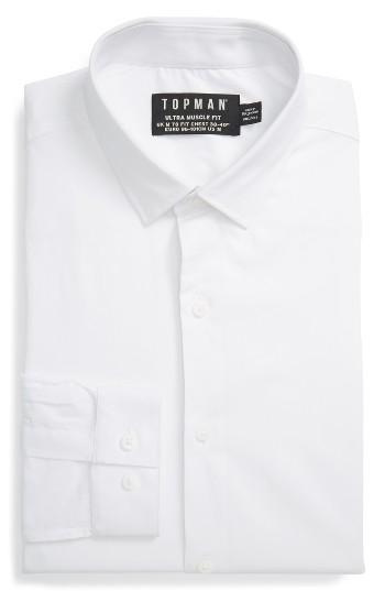 Men's Topman Ultra Muscle Fit Dress Shirt - White