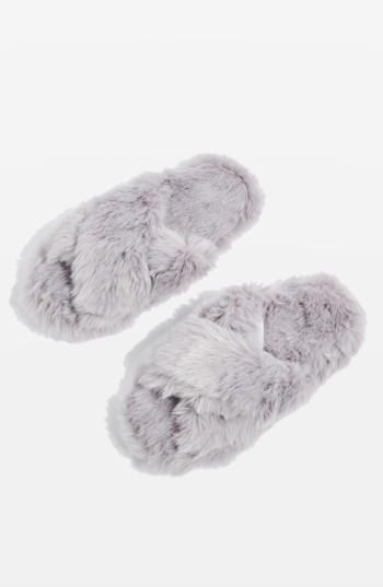 Women's Topshop Dolly Faux Fur Slippers - Grey